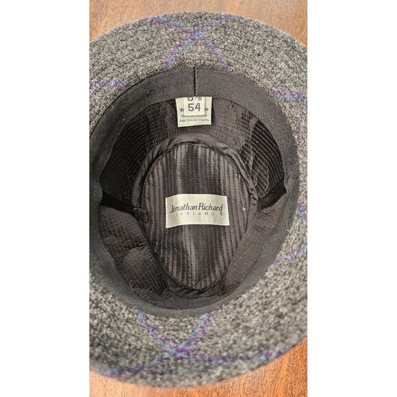 Jonathan Richards Robbie Grey Wool Tweed Fedora 54/ 6 5/8 NWT - Picture 6 of 8